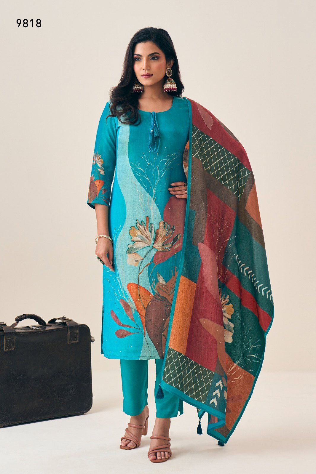 Label Khoj Tissue Shimmer Kurti Bottom With Dupatta Collection