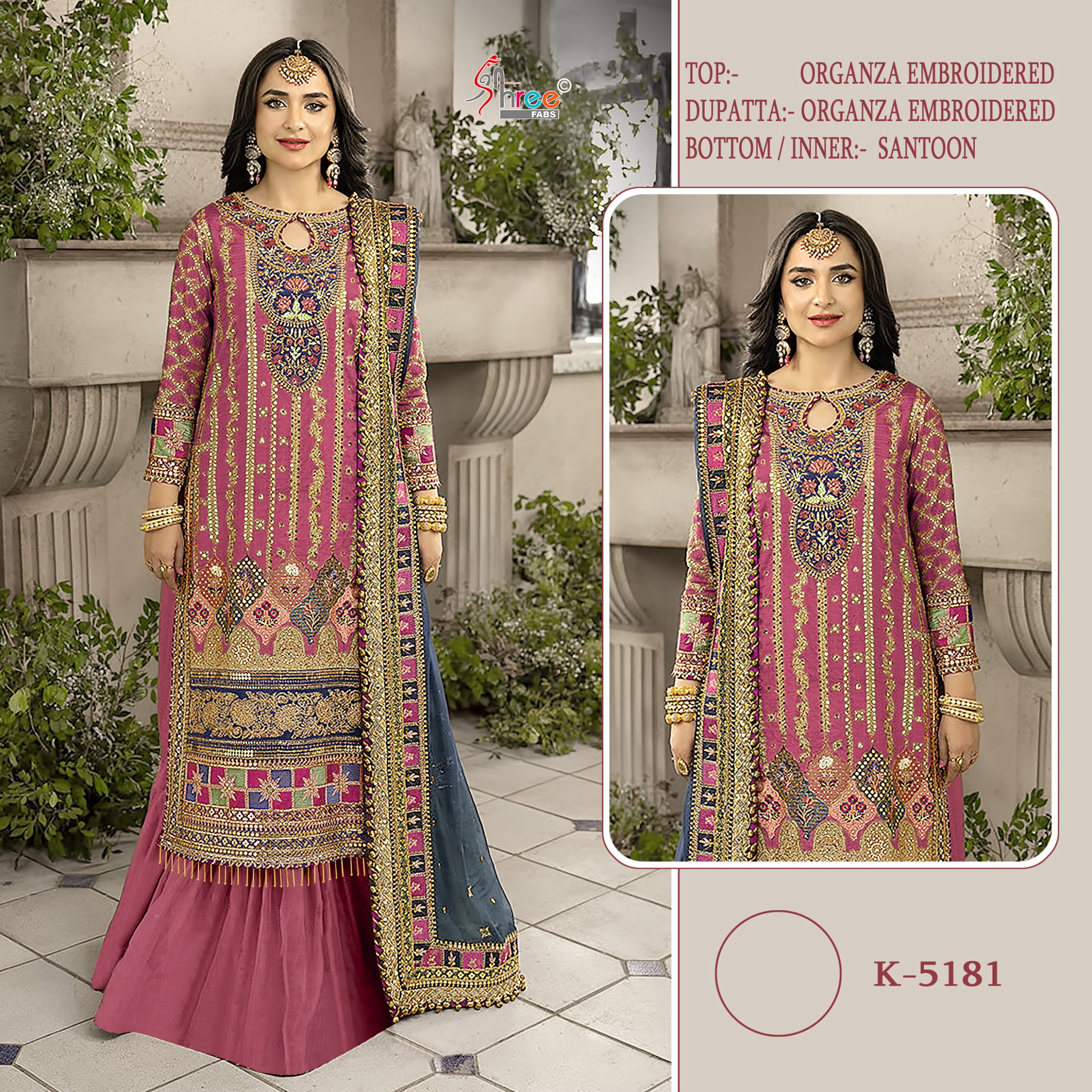 Shree K 5181 Organza Embroidered Pakistani Salwar Suits