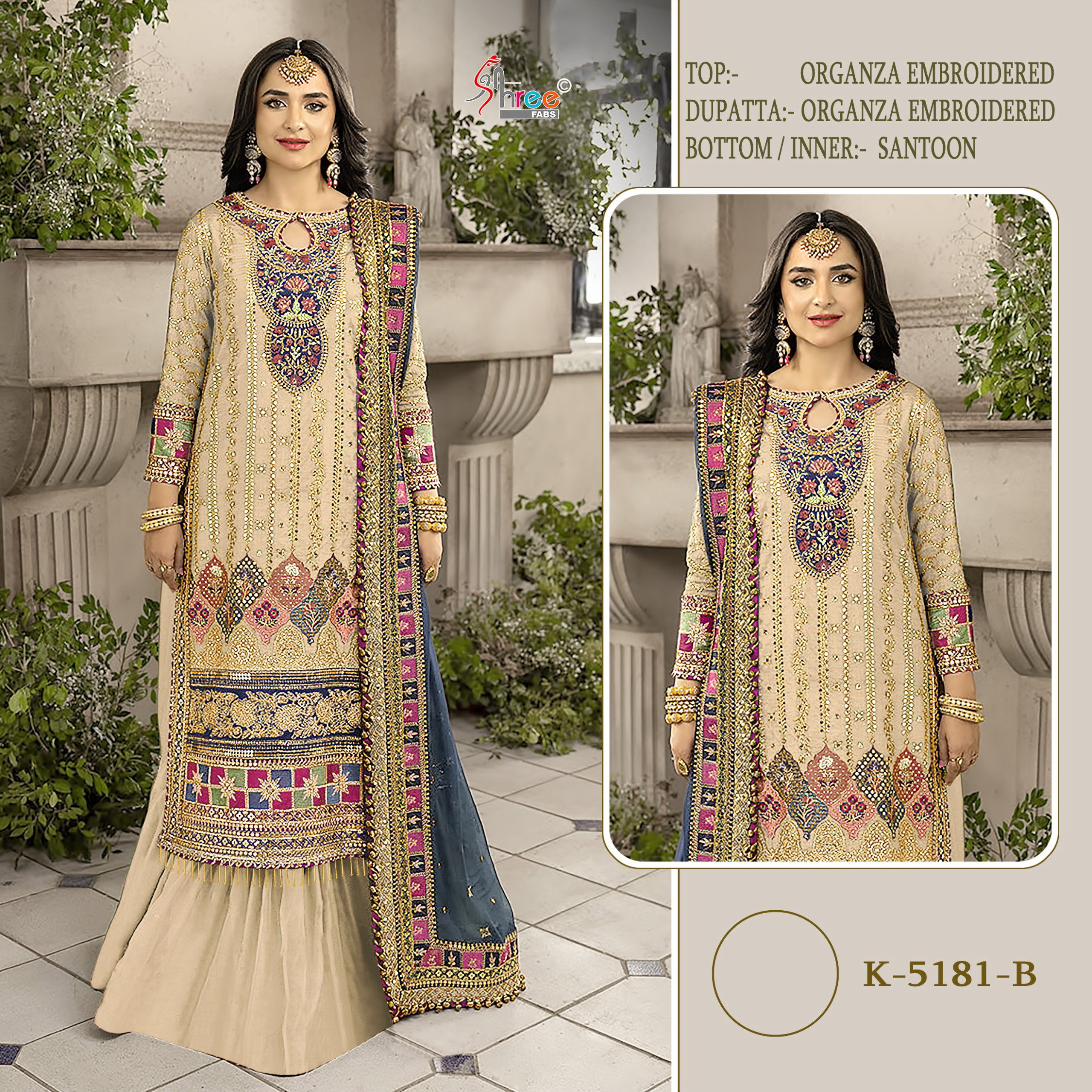 Shree K 5181 Organza Embroidered Pakistani Salwar Suits