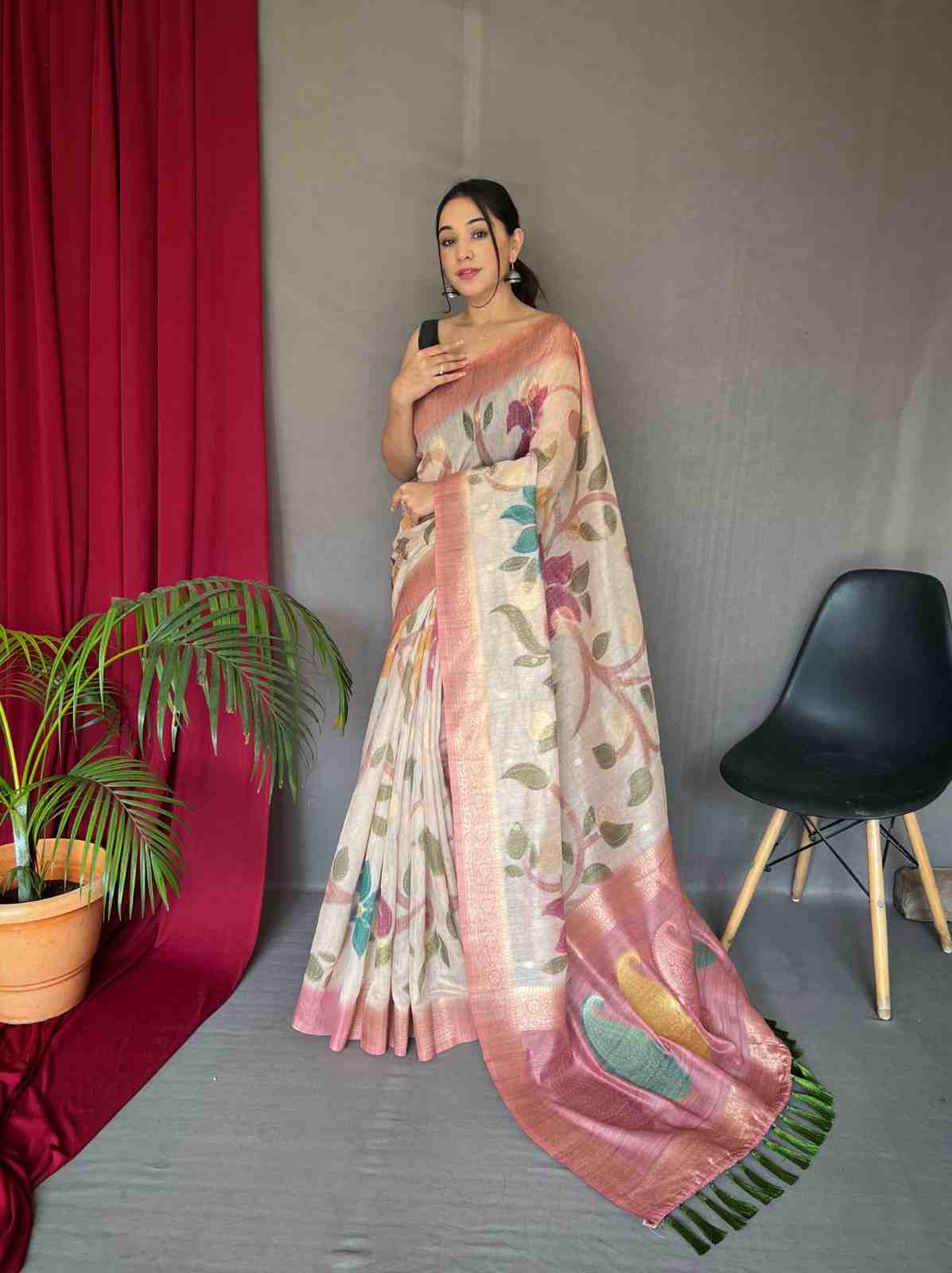 Kc 3052 Digital Printed Chanderi Silk Saree Collection