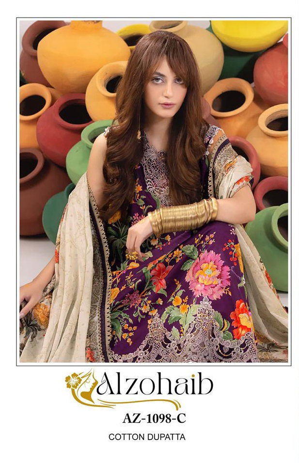 Alzohaib Az 1098 Cotton Dupatta Pakistani Salwar Suits