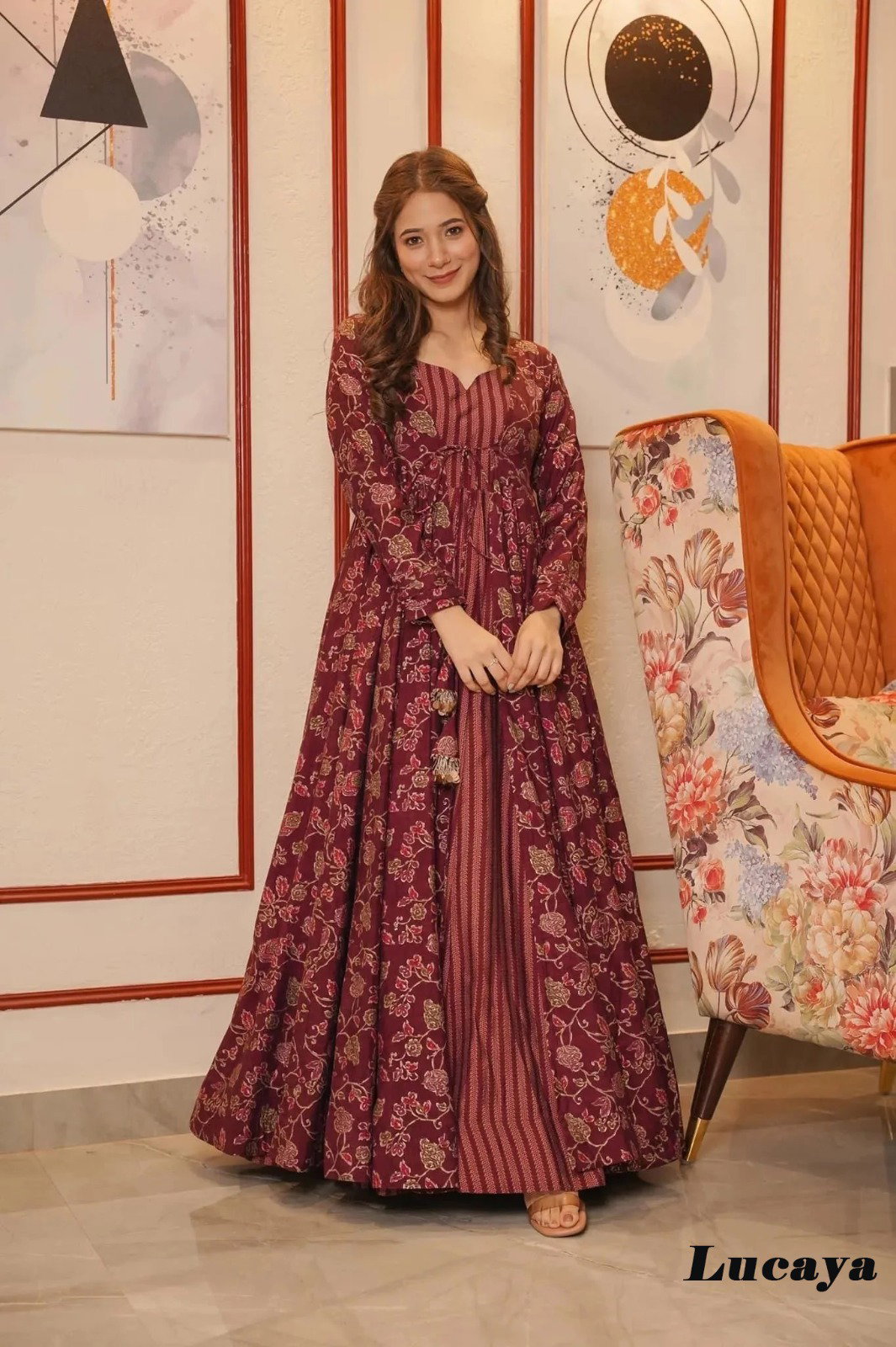 Lucaya Vol 17 Beautiful Printed Shrug With Gown Collection
