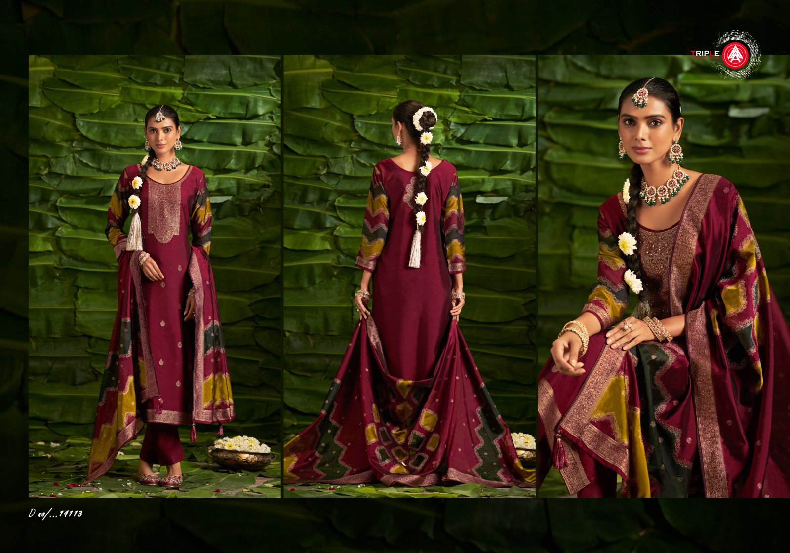 Triple Saptrang Designer Salwar Kameez Collection