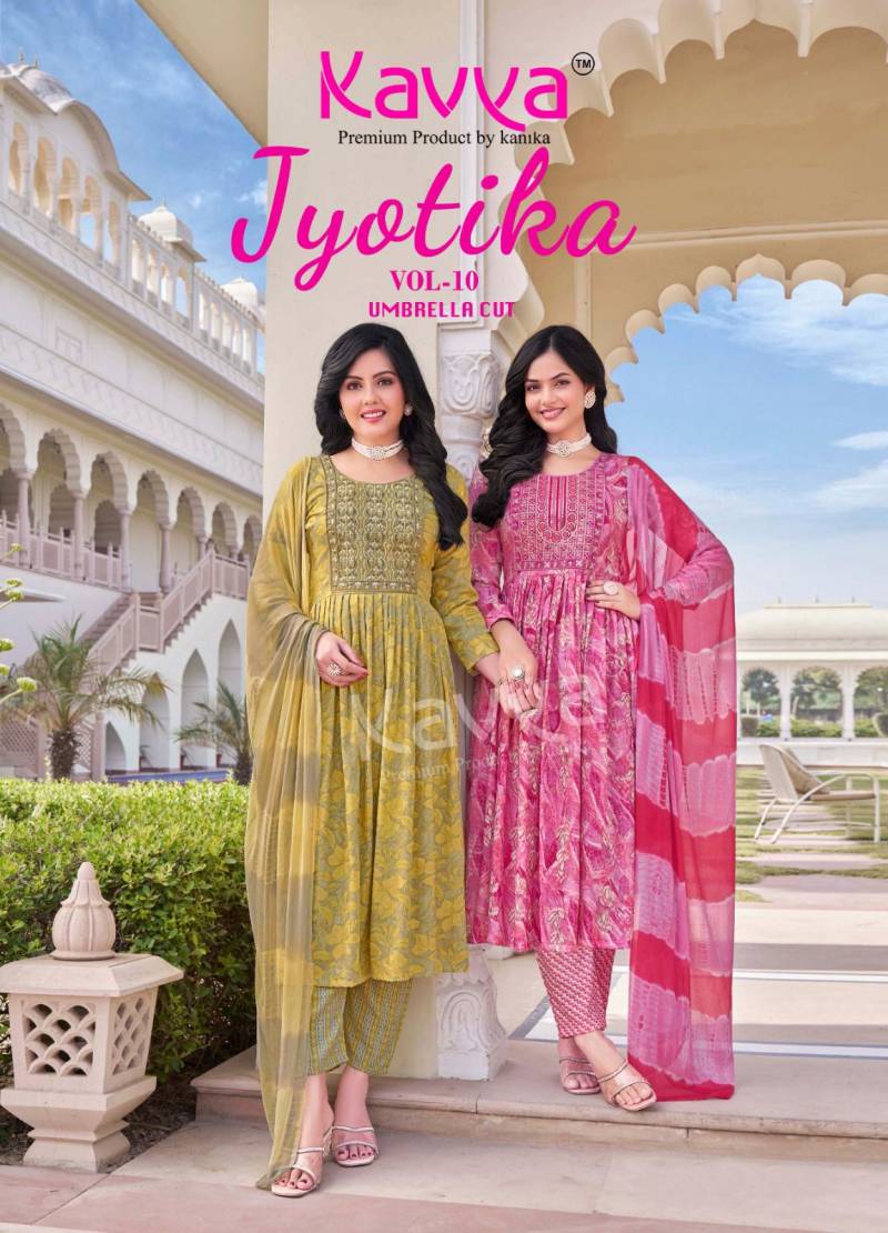 Kavya Jyotika Vol 10 Foil Printed Kurti Bottom With Dupatta