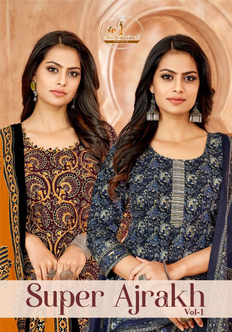 Miss World Super Ajrakh Vol 1 Cotton Printed Dress Material