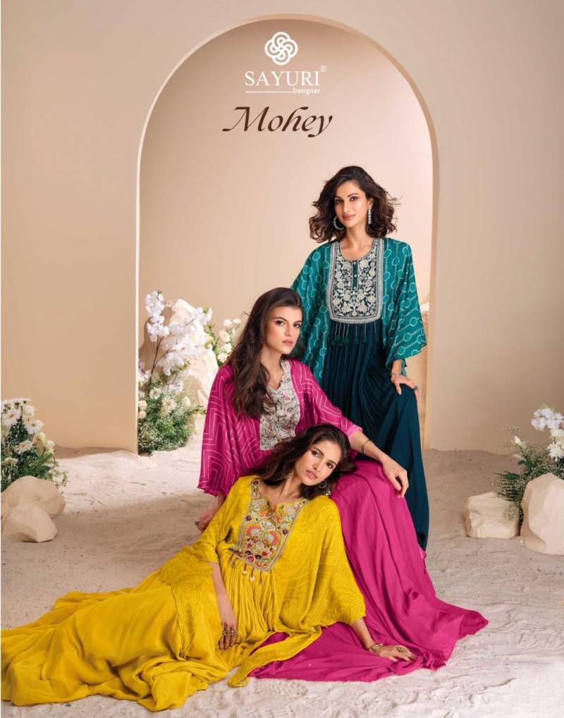 Sayuri Mohey Chinon Silk Embroidered Fancy Gown Collection