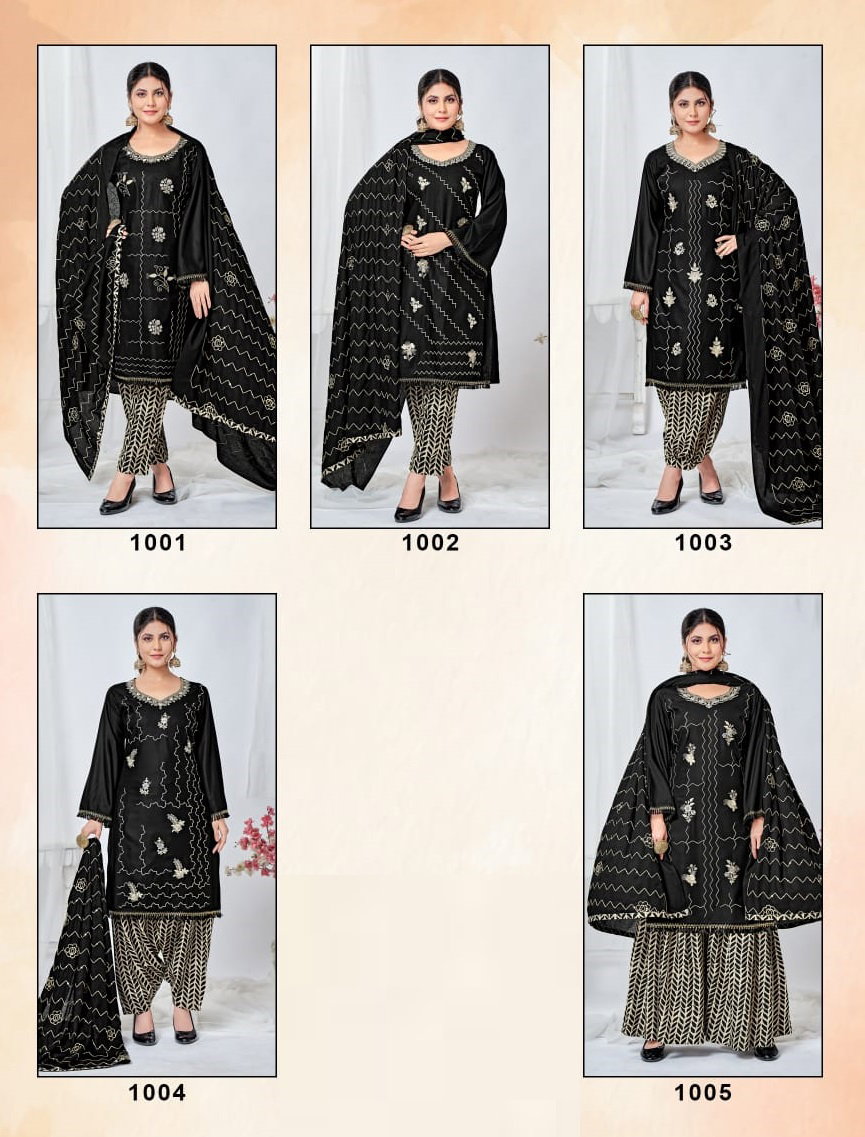 Jt Black Beauty Rayon Embroidered Dress Material Collection