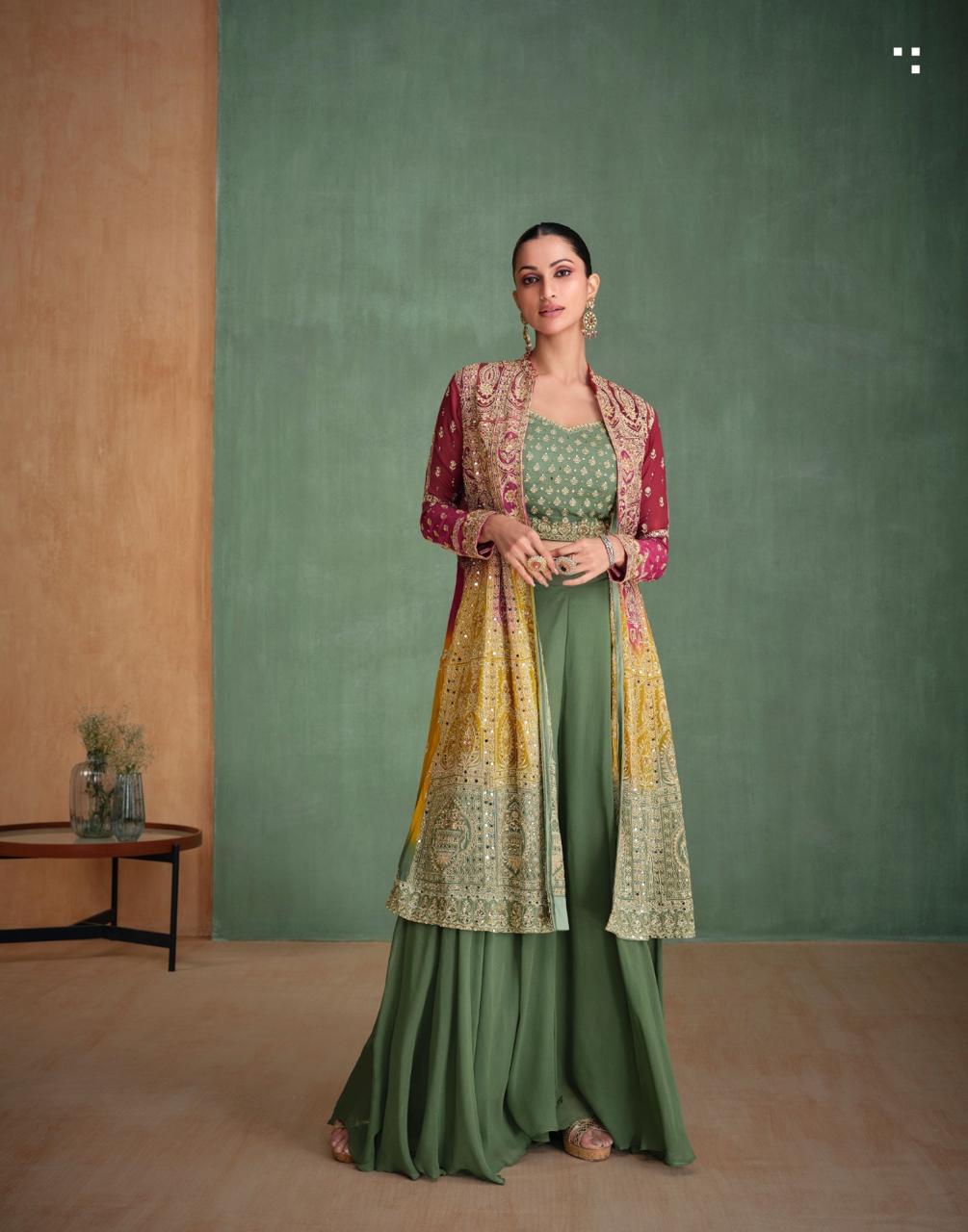 Sayuri Zari Georgette Designer Indo Western Collection