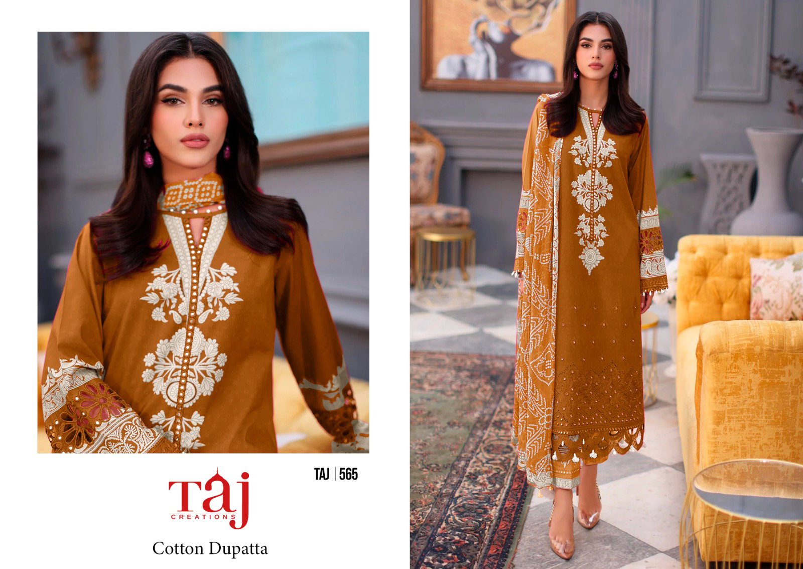 Taj 564 To 566 Cotton Dupatta Pakistani Salwar Suits Collection