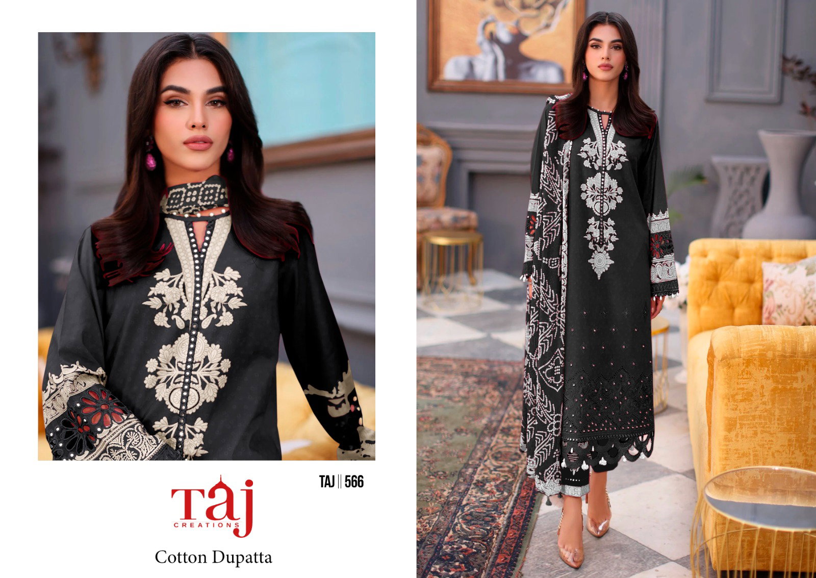Taj 564 To 566 Cotton Dupatta Pakistani Salwar Suits Collection