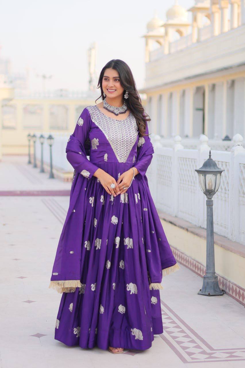 Anamika Vol 136 Faux Georgette Designer Gown With Dupatta