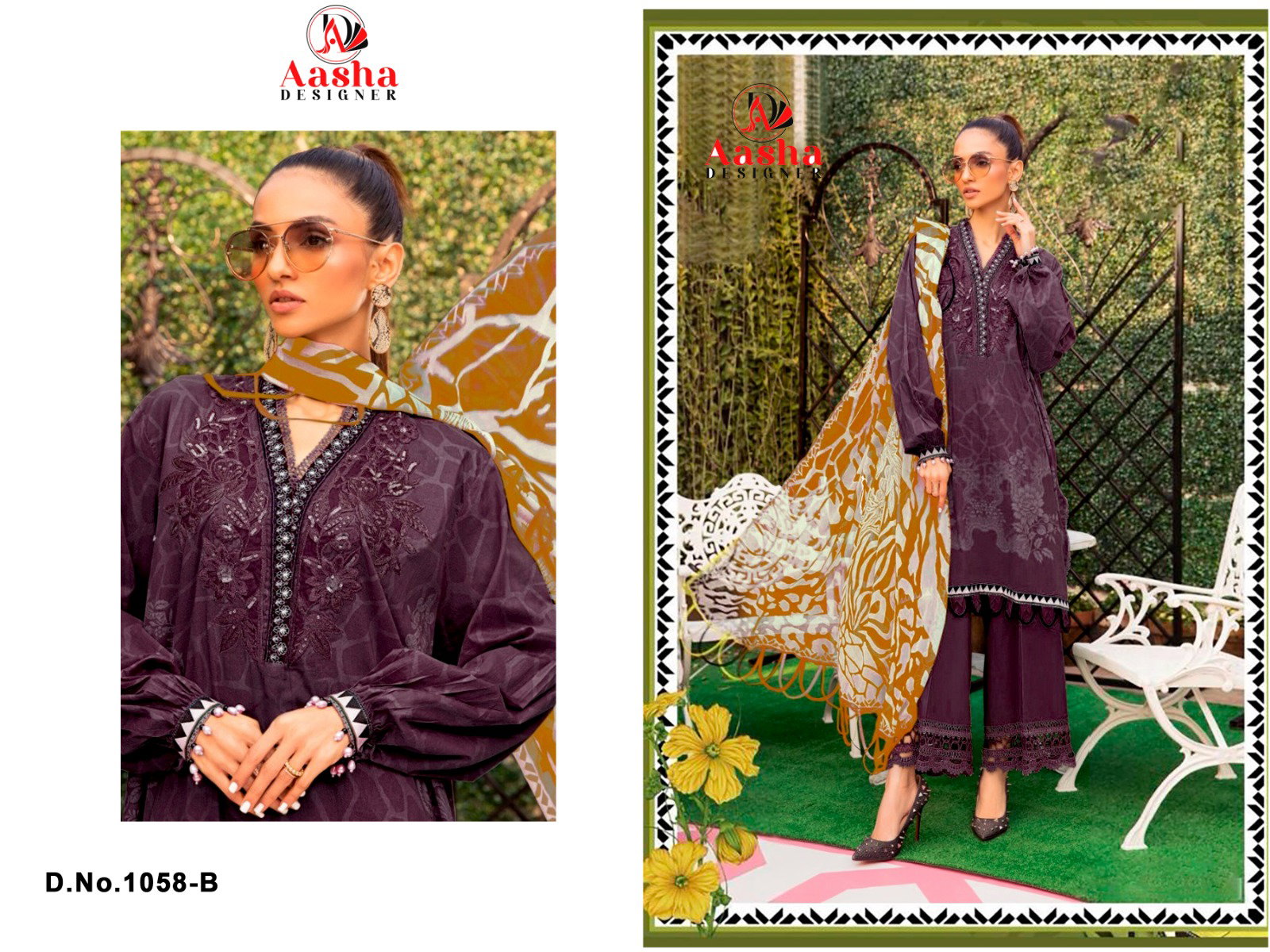 Aasha 1058 A To C Cotton Dupatta Pakistani Salwar Kameez