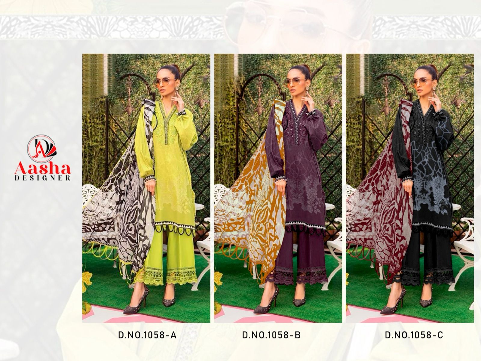 Aasha 1058 A To C Cotton Dupatta Pakistani Salwar Kameez