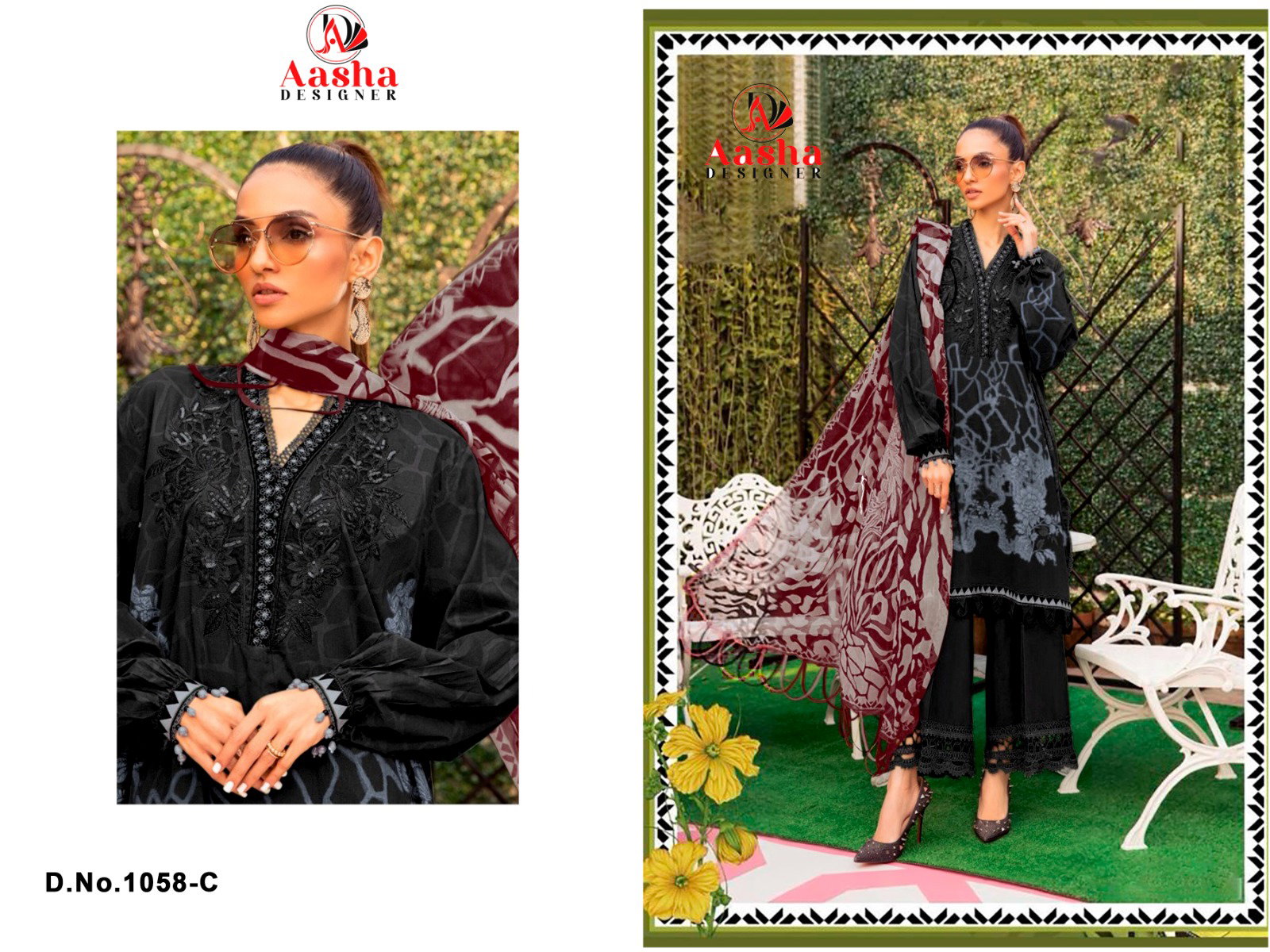 Aasha 1058 A To C Cotton Dupatta Pakistani Salwar Kameez