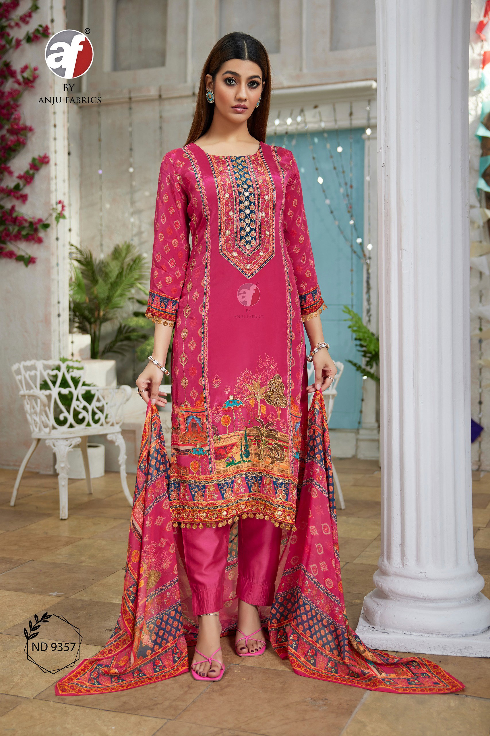 Af Mt9357 Natural Crepe Digital Printed Kurta Set