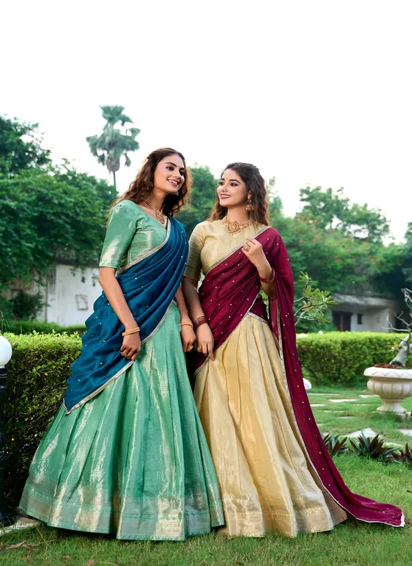 LNB Kesariya Kanchipuram Lehenga Choli Collection