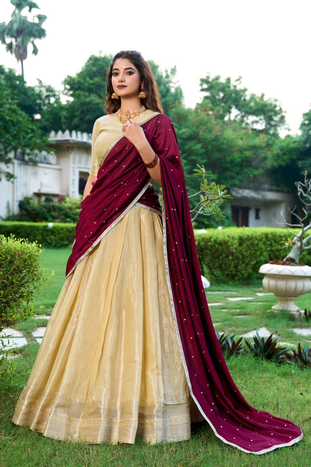 LNB Kesariya Kanchipuram Lehenga Choli Collection