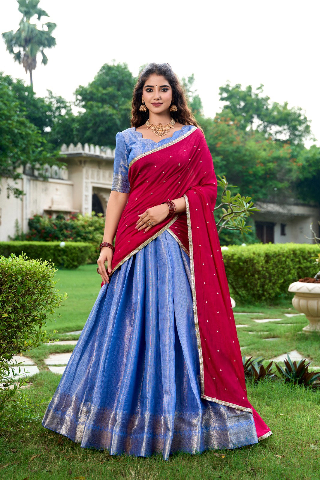 LNB Kesariya Kanchipuram Lehenga Choli Collection