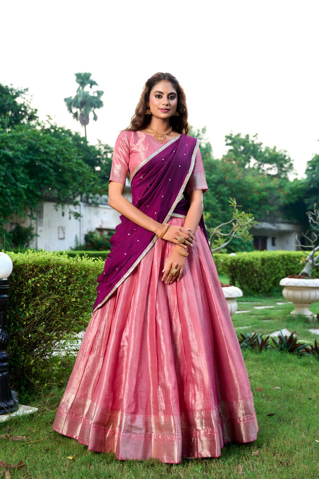 LNB Kesariya Kanchipuram Lehenga Choli Collection
