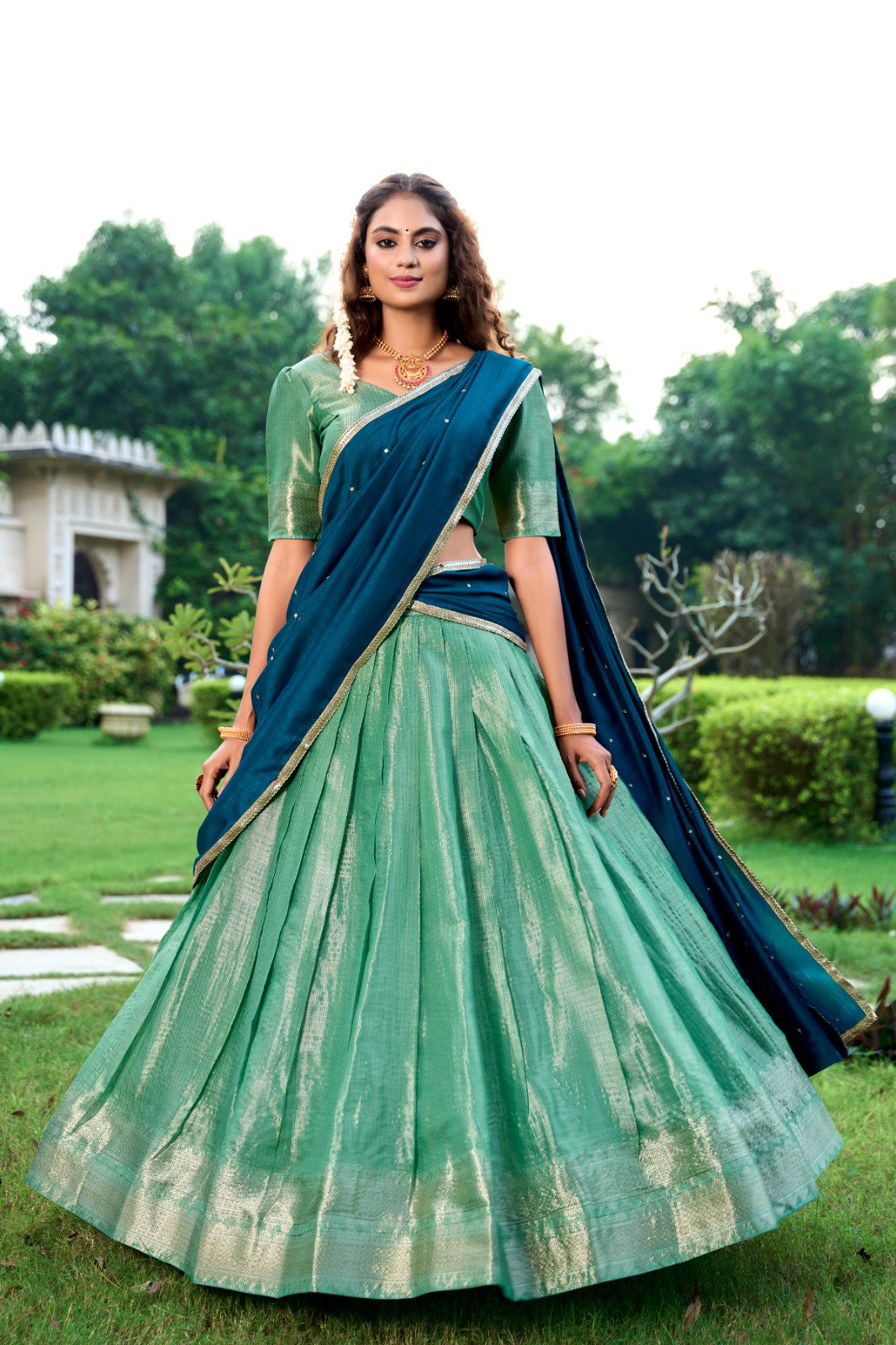 LNB Kesariya Kanchipuram Lehenga Choli Collection