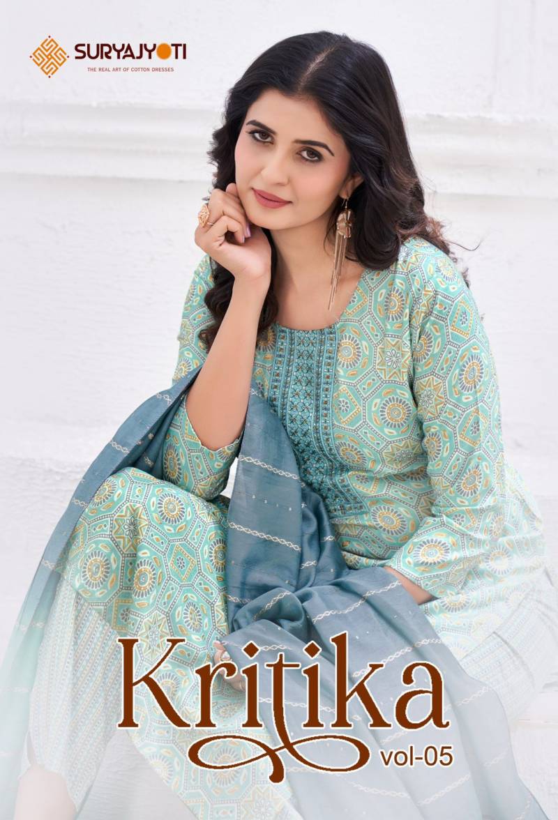 Suryajyoti Kritika Vol 5 Rayon Printed Kurti Bottom With Dupatta
