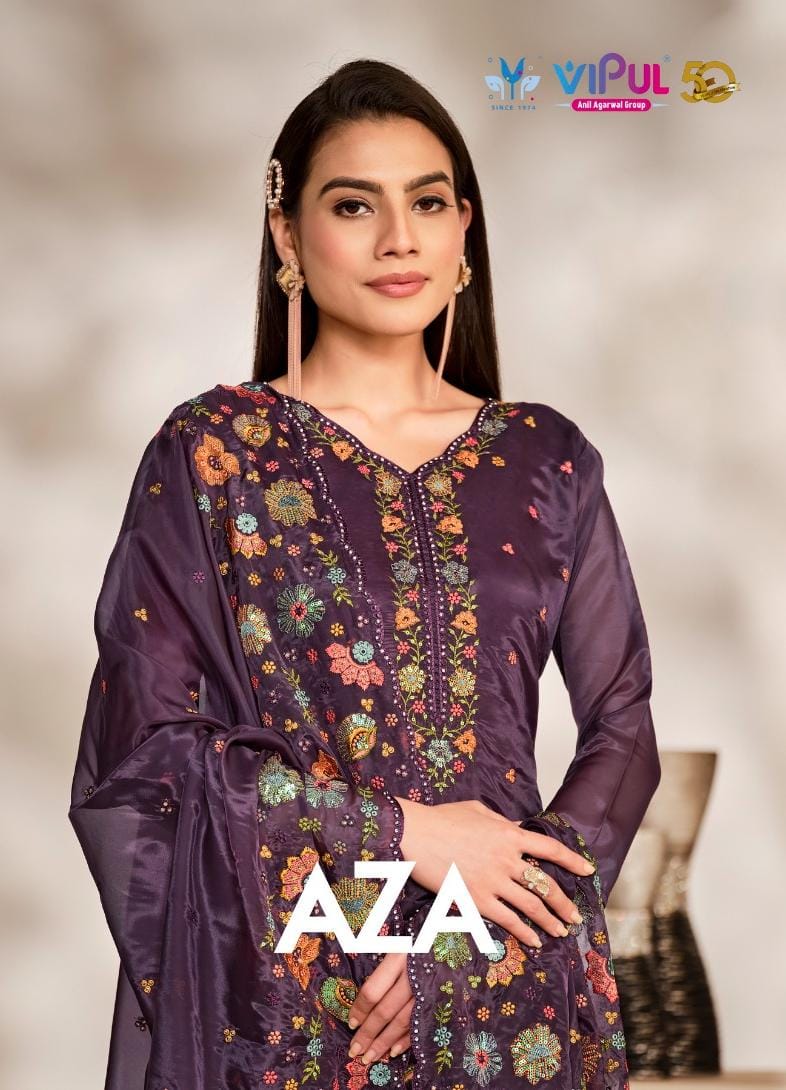 Vipul Aza Soft Organza Designer Salwar Suits Collection