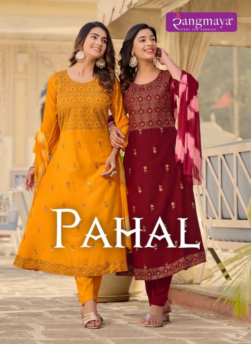 Rangmaya Pahal Rayon Designer Kurti Bottom With Dupatta
