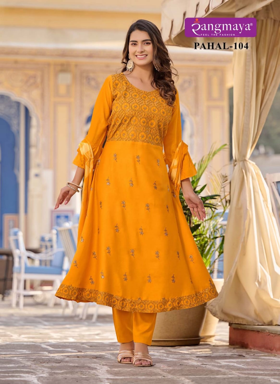 Rangmaya Pahal Rayon Designer Kurti Bottom With Dupatta
