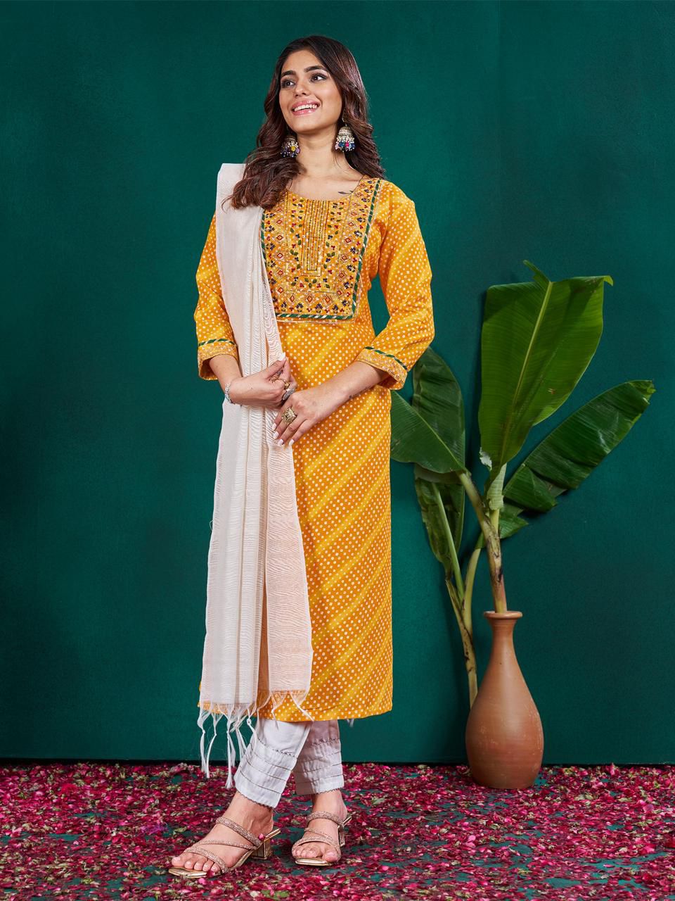 Eva 1077 Rayon Kurti Pant With Dupatta Collection