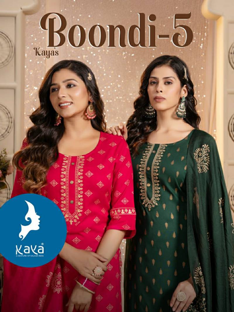 Kaya Boondi Vol 5 Rayon Kurti Bottom With Dupatta
