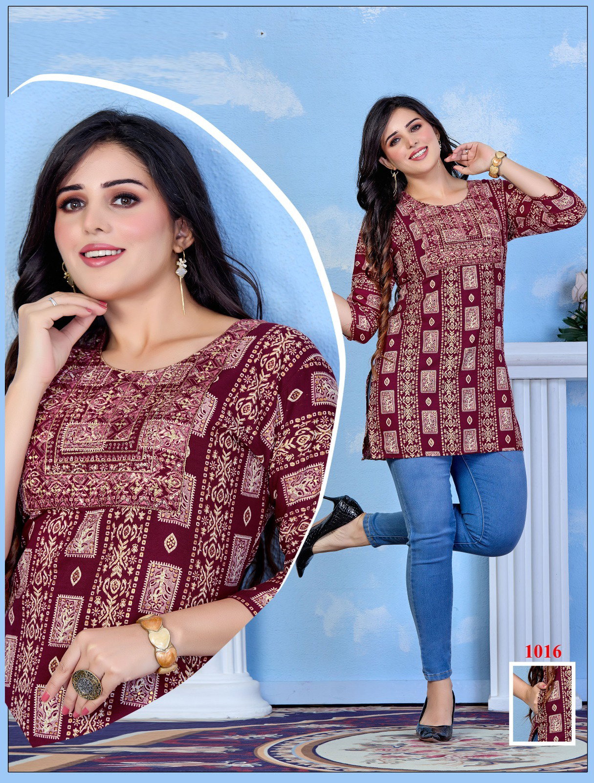 Trendy Beauty Rocks Rayon Embroidery Short Top Collection