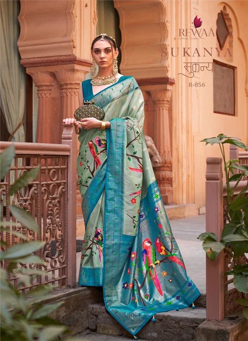 Blue Colour Sukanya By Rewaa 856 Printed Saree 