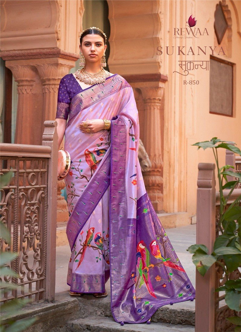 Purple Colour Sukanya By Rewaa 850 Printed Saree
