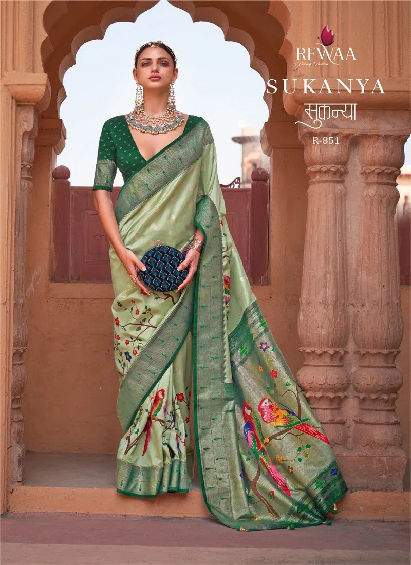 Green Colour Sukanya By Rewaa 851 Printed Saree 