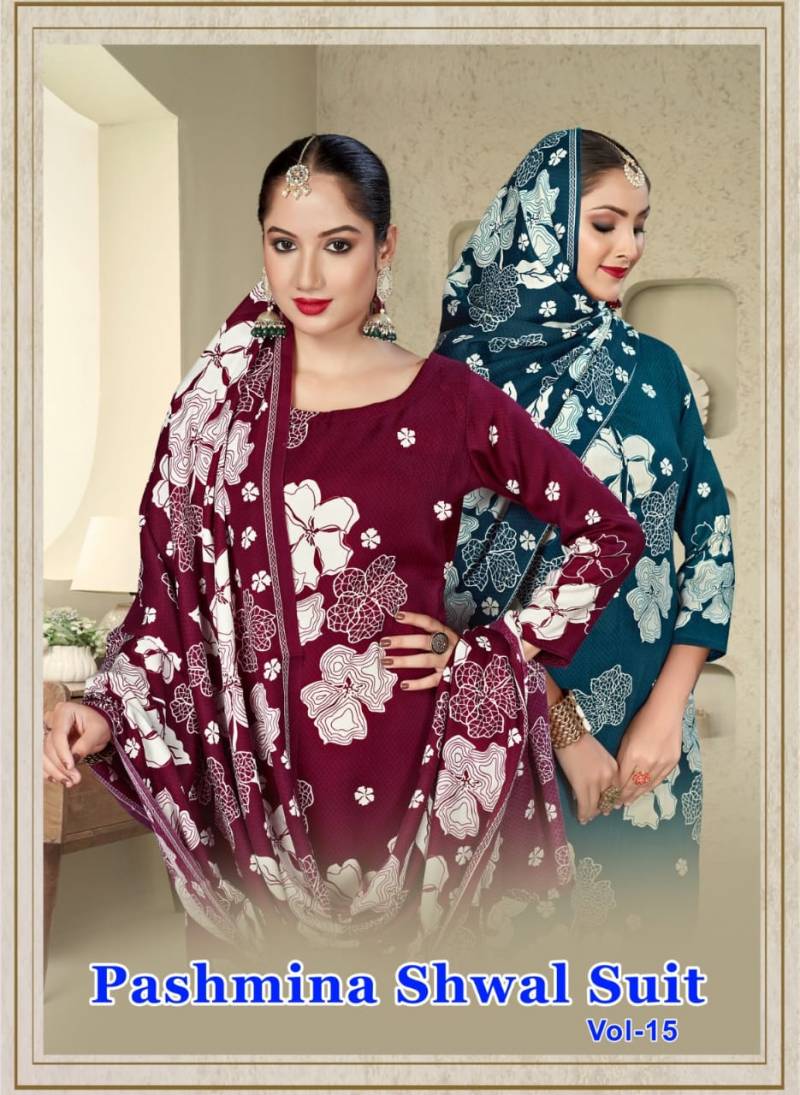 Sat Pashmina Shwal Suit Vol 15 Printed Dress Material Collection