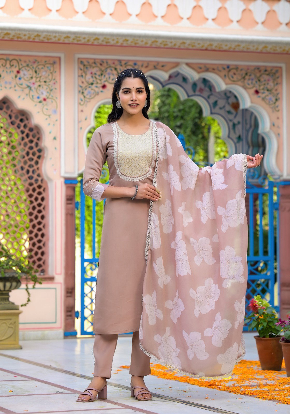 Label Khoj 9646 Roman Silk Kurti Bottom With Dupatta