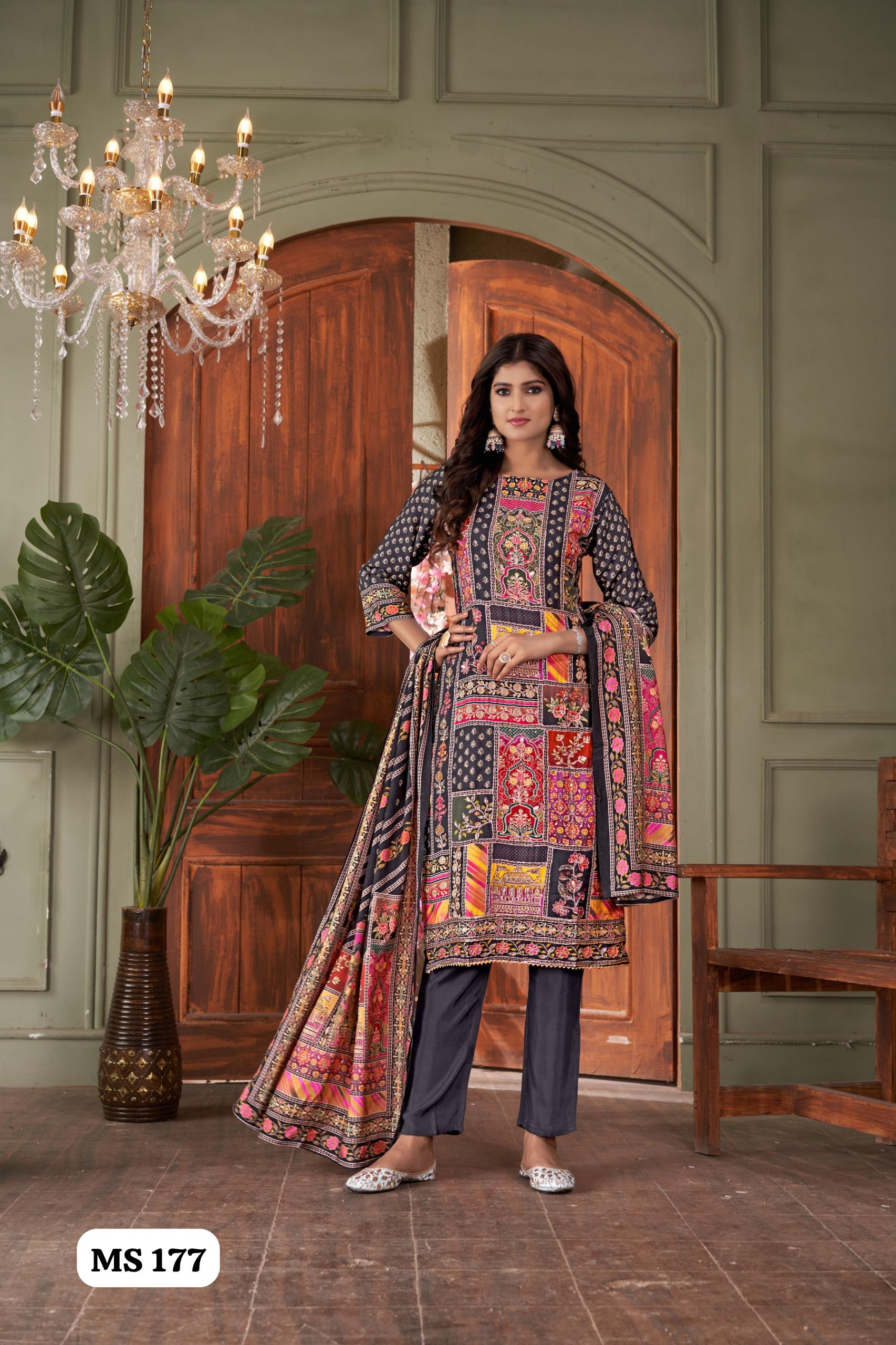Ladyview Ms 177 Viscose Masleen Kurti Bottom With Dupatta