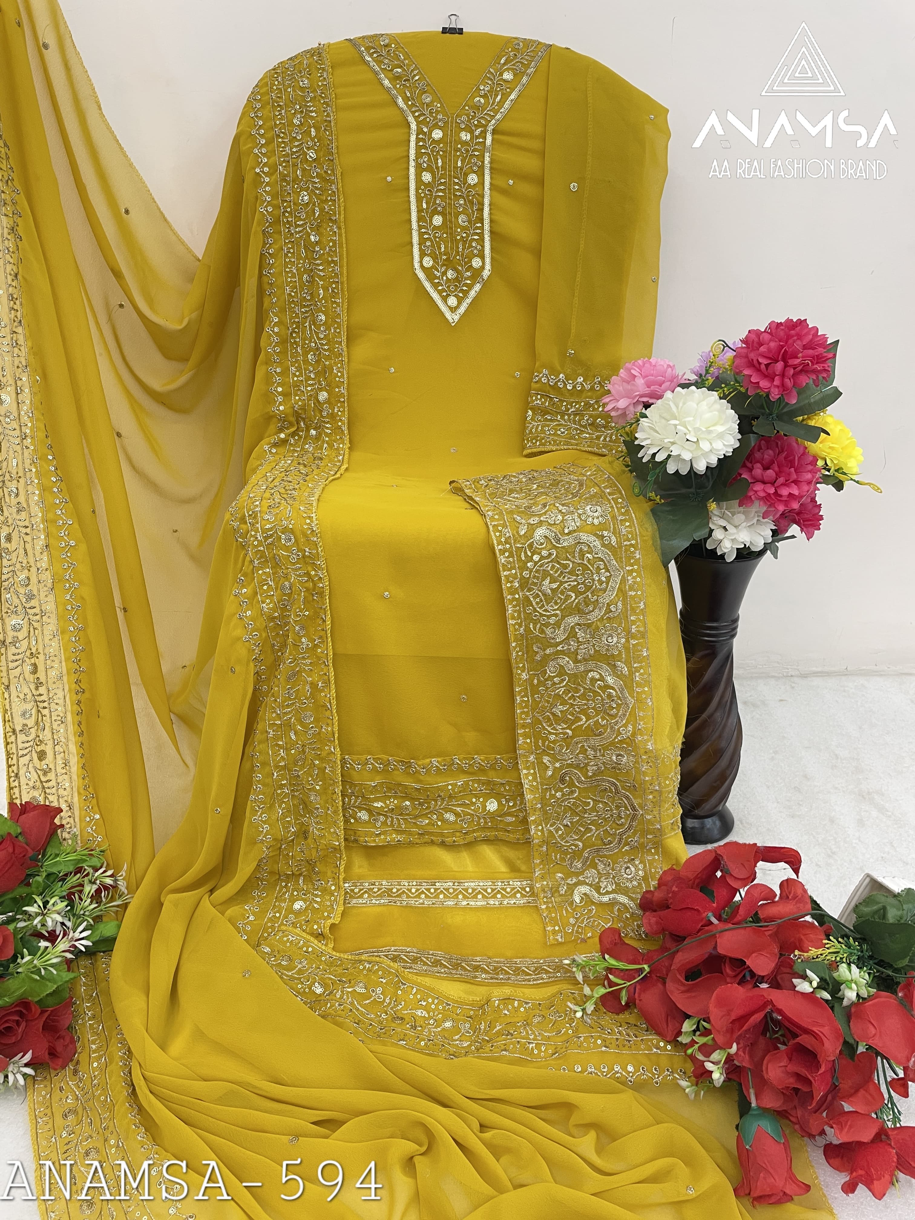 Anamsa 594 Georgette Embroidered Sequence Collection