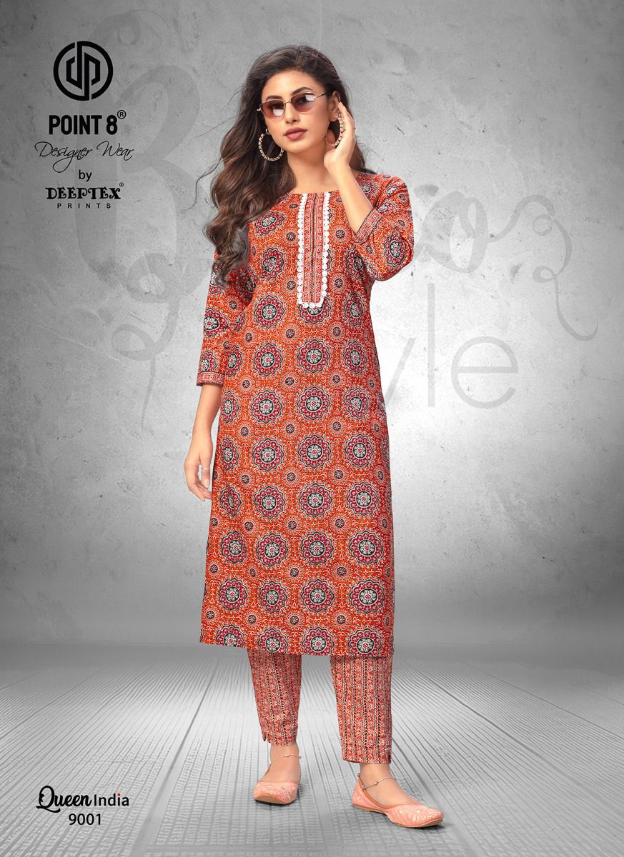 Deeptex Queen India Vol 9 Cotton Printed Kurti With Bottom