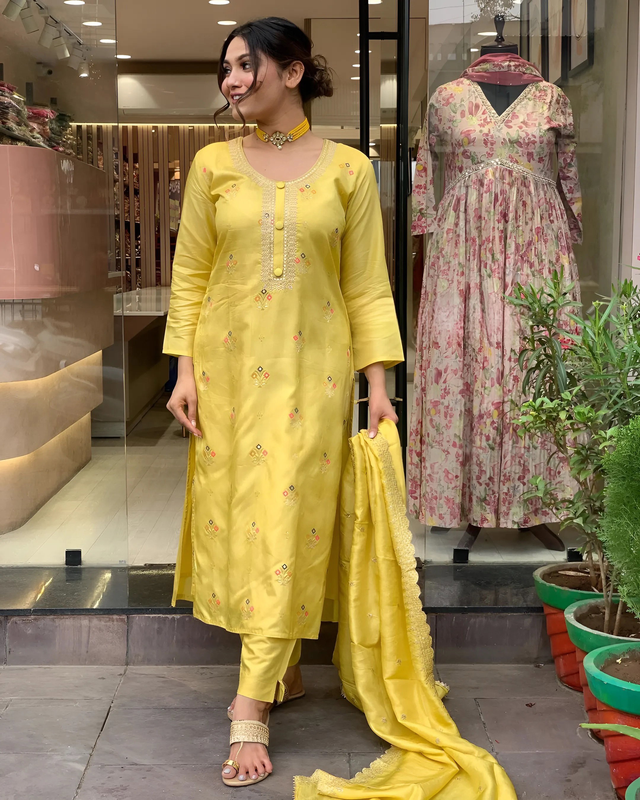 Mahika 01 Viscose Jacquard Kurti Bottom With Dupatta