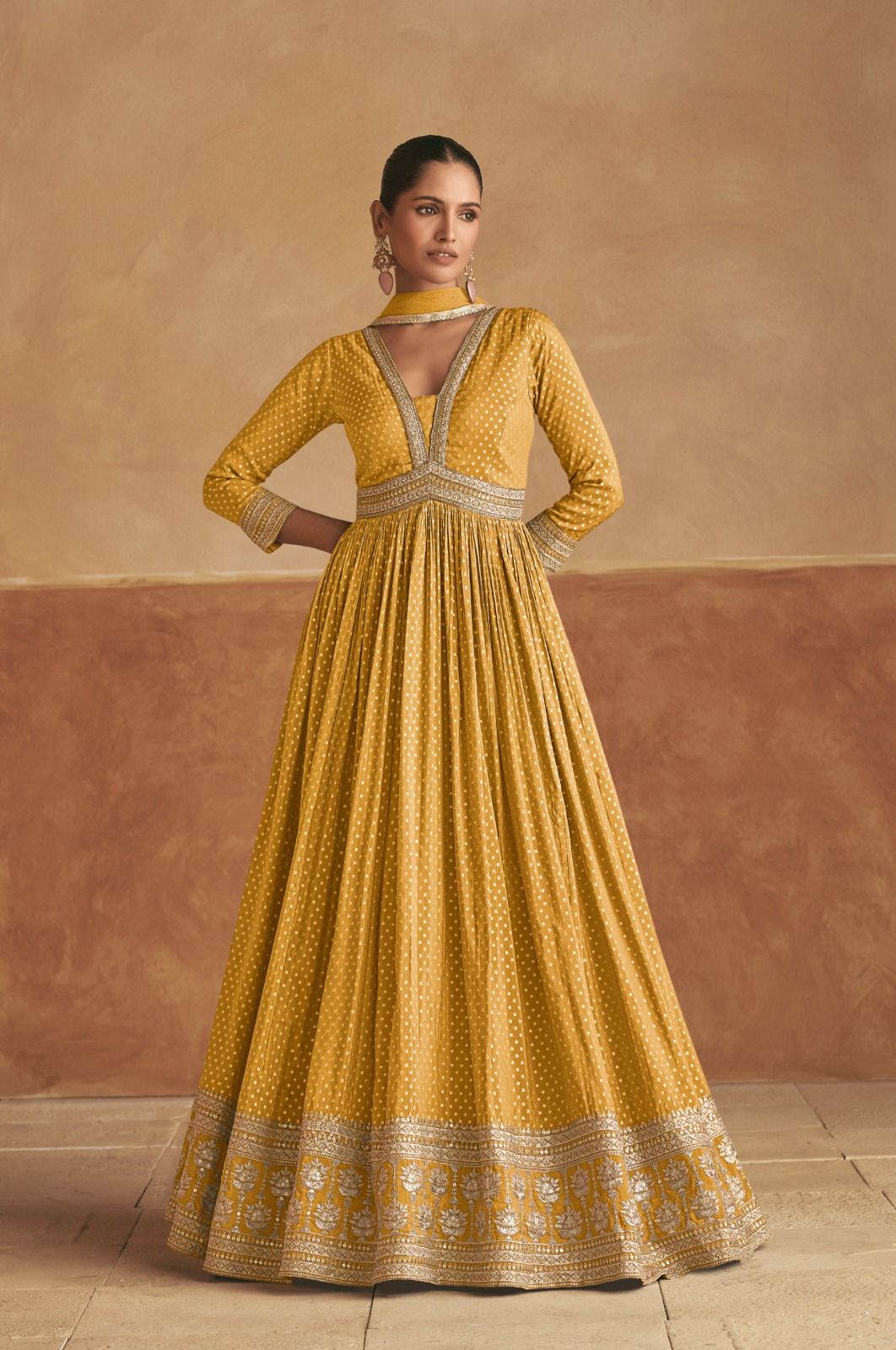 Gulkayra Roopal Viscose Silk Gown With Dupatta Collection