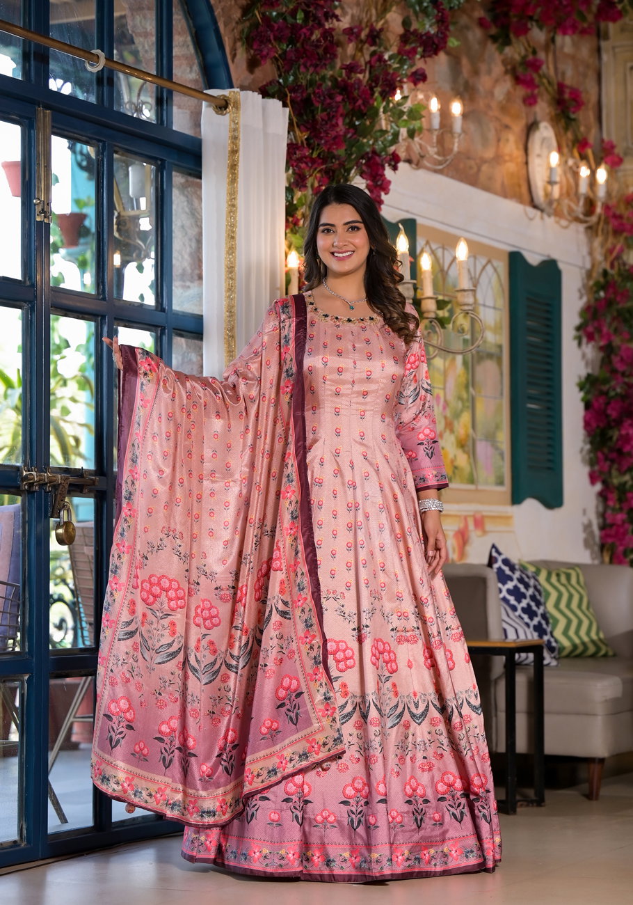 Samyukta 01 Dola Silk Digital Printed Gown With Dupatta