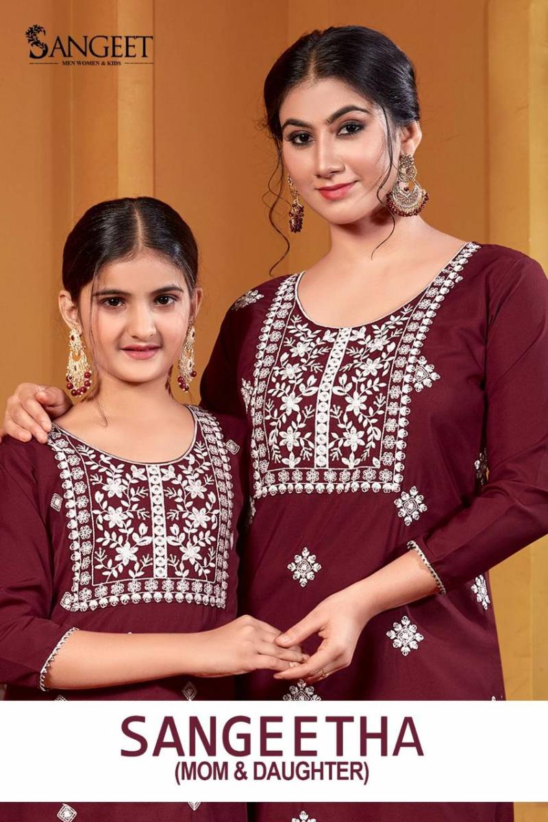 Sangeet Sangeetha Mom Rayon Embroidery Kurti Collection