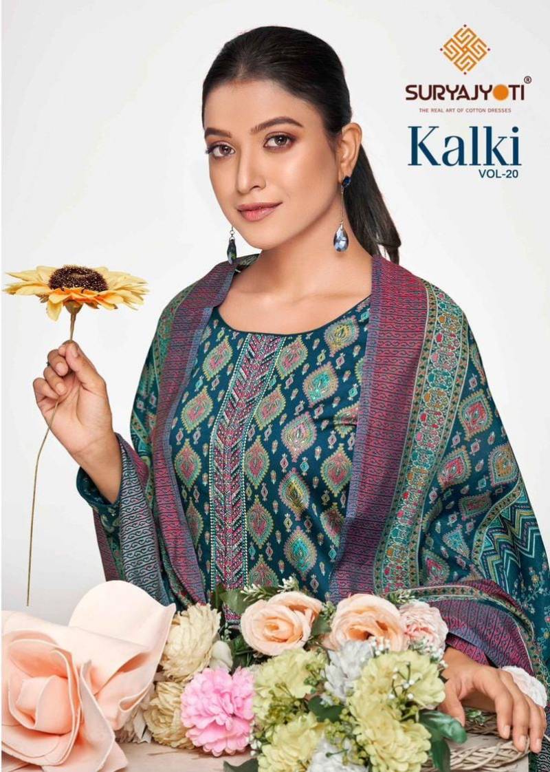 Suryajyoti Kalki Vol 20 Jam Satin Printed Dress Material
