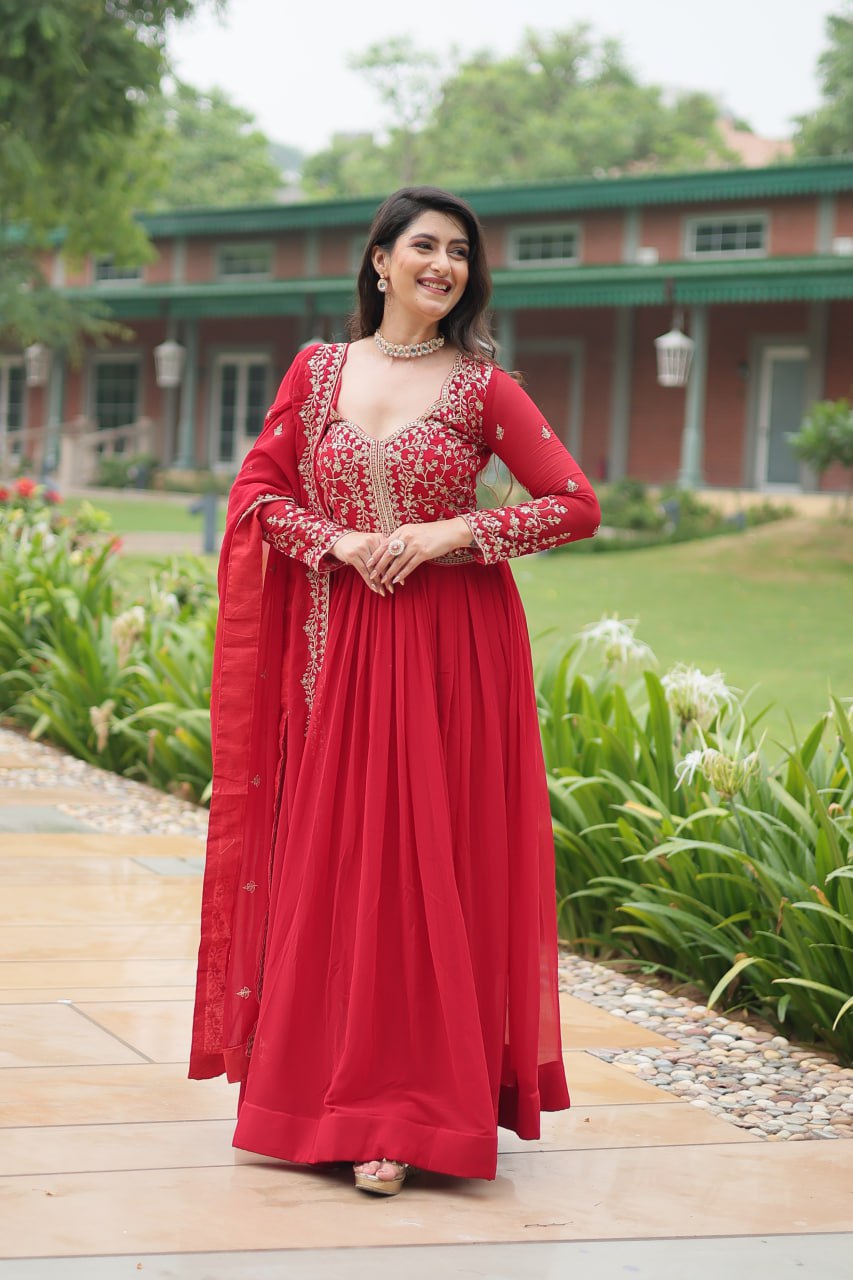 Anamika Vol 141 Faux Blooming Georgette Gown With Dupatta