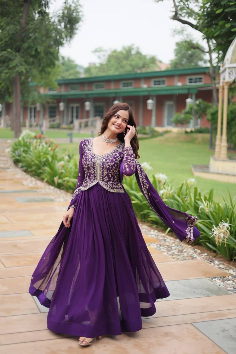 Anamika Vol 141 Faux Blooming Georgette Gown With Dupatta
