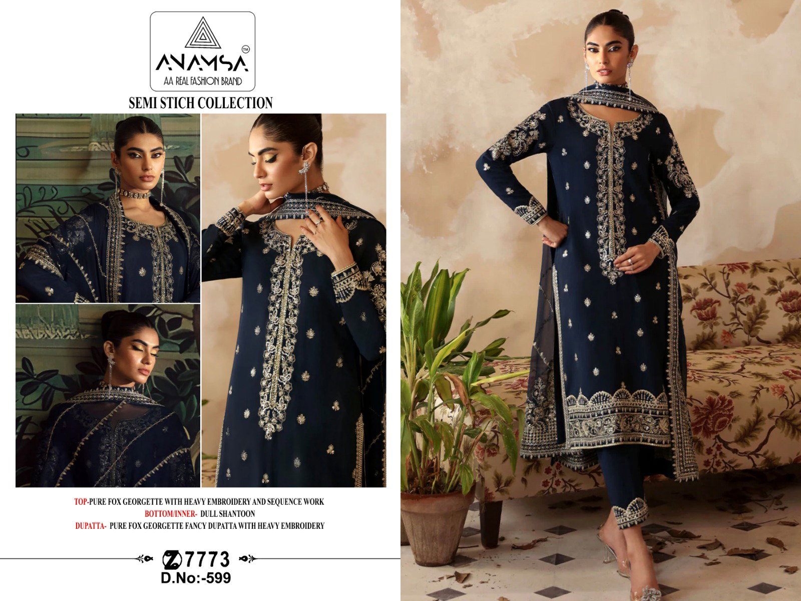Anamsa 599 Georgette Embroidered Pakistani Salwar Kameez