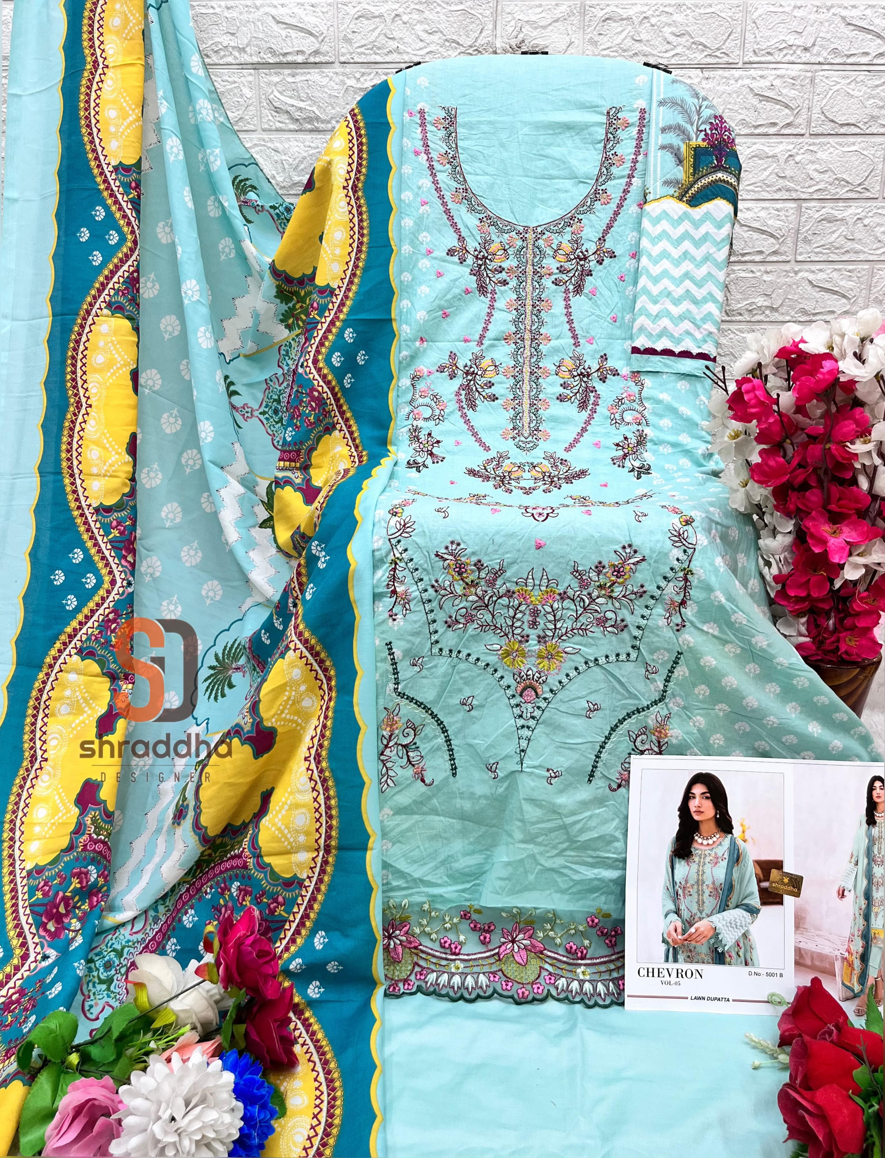 Shraddha Chevron Vol 4 Chiffon Dupatta Pakistani Suit
