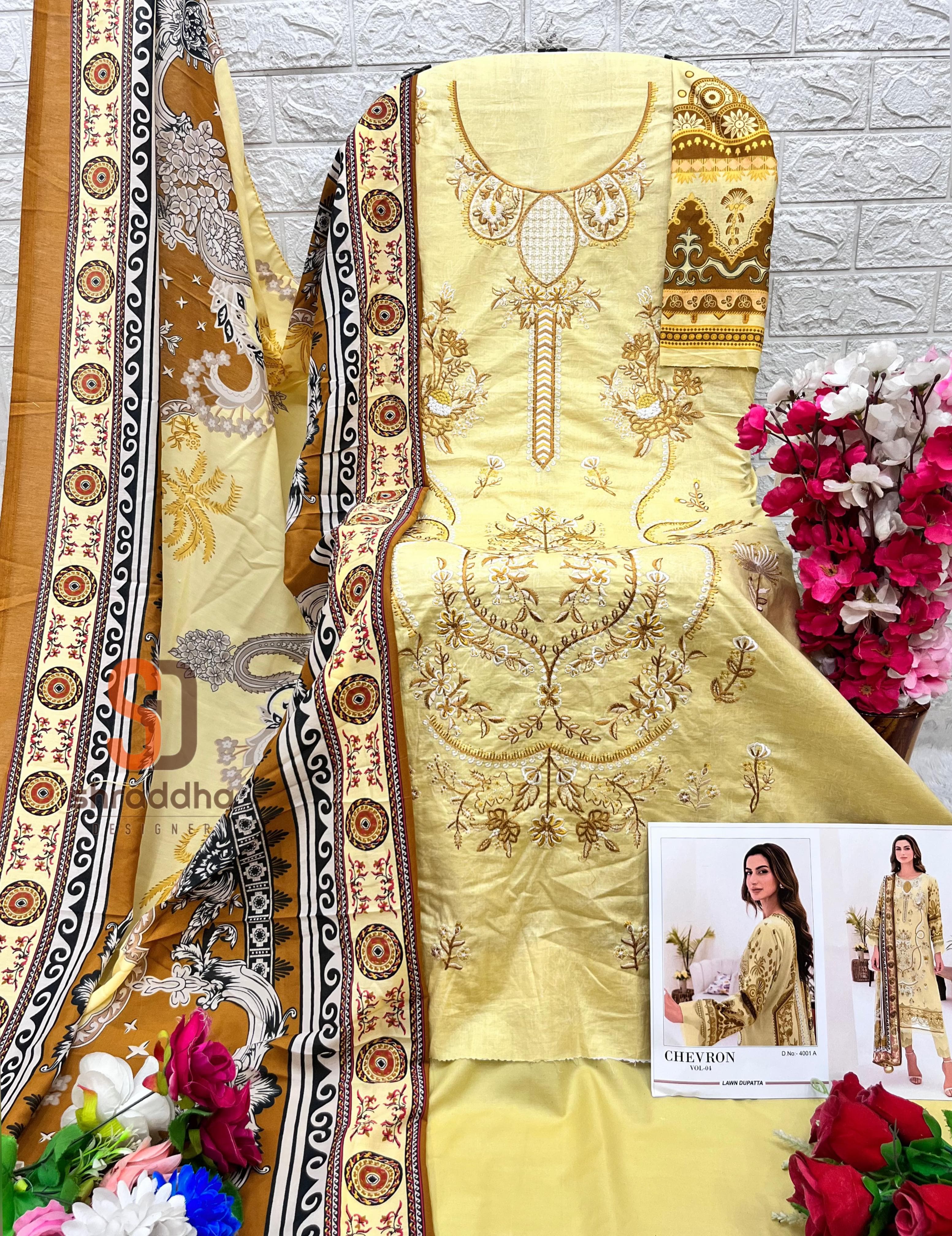 Shraddha Chevron Vol 4 Chiffon Dupatta Pakistani Suit