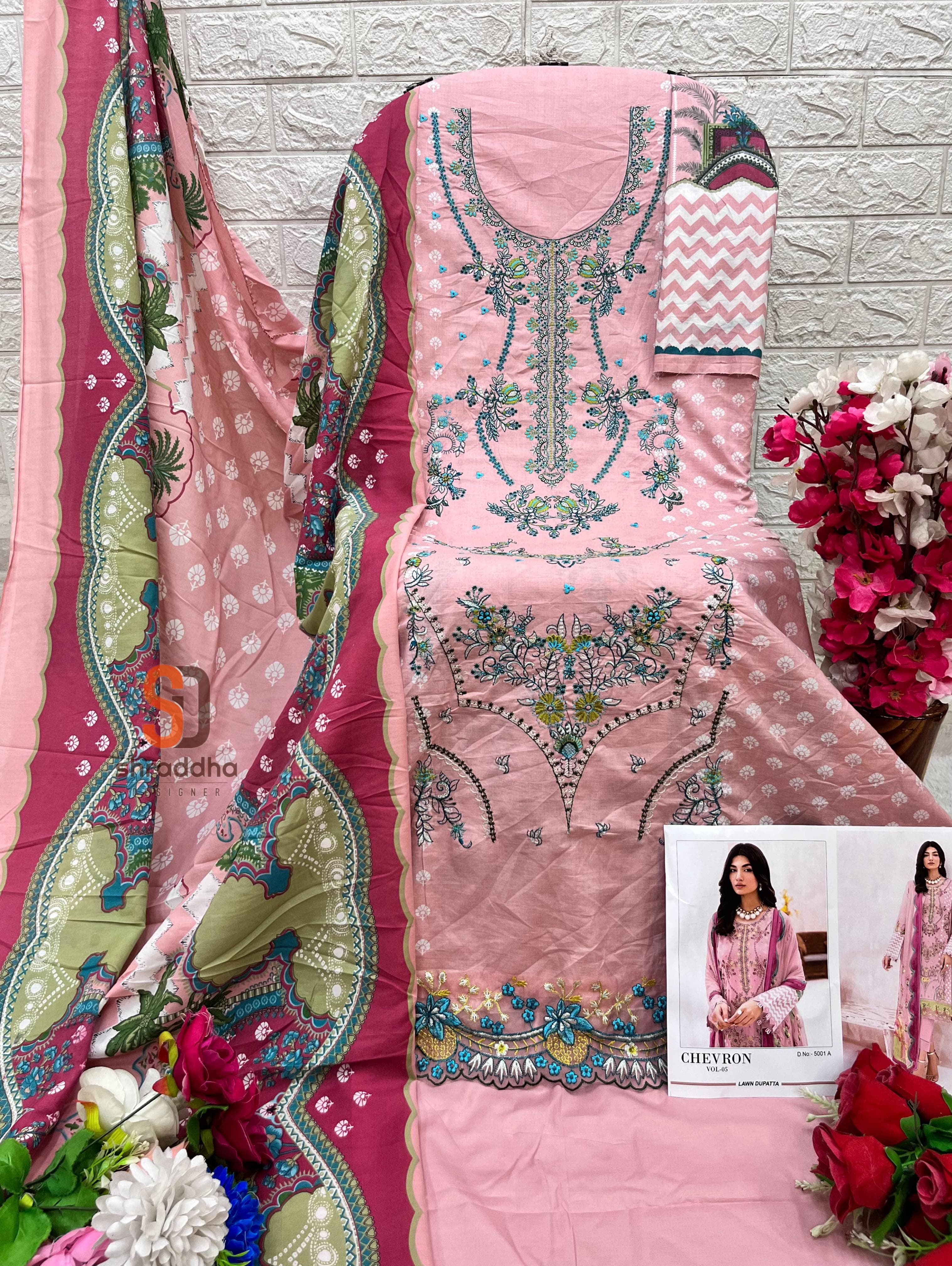 Shraddha Chevron Vol 4 Chiffon Dupatta Pakistani Suit